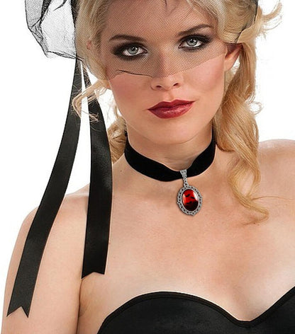 Halloween Heart Necklace for Women Vampire Raven Choker Necklace