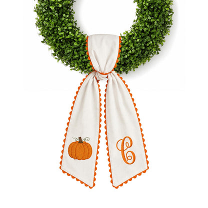 Halloween Pumpkin Wreath Sash Fall Front Door Orange Bow Decor (Y)