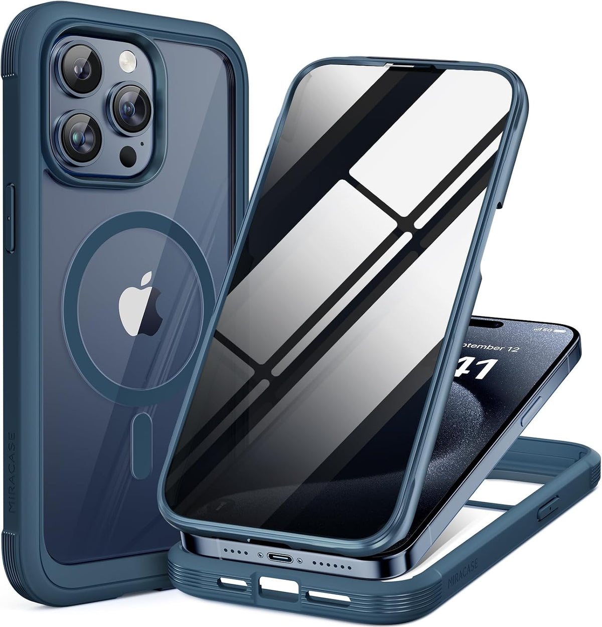 Miracase for iPhone 17 Pro Privacy Series Case, Magsafe, Deep Blue