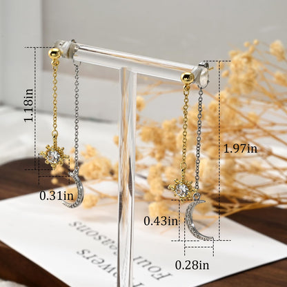 Moon and Star Dangle Earrings