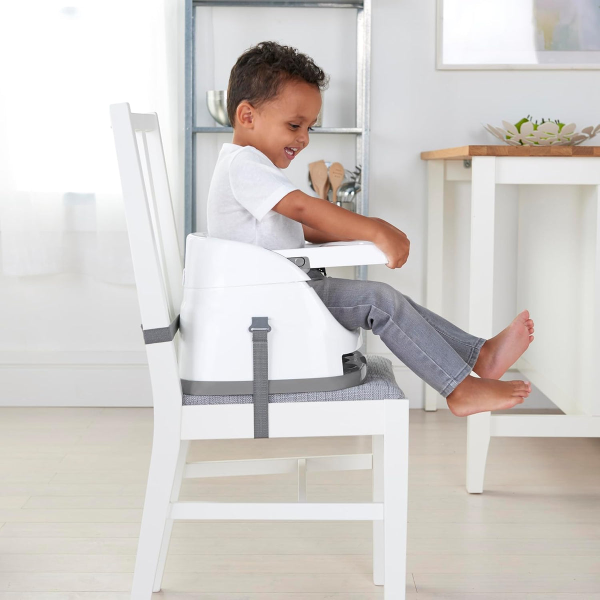 Ingenuity Baby Base 2-in-1 Booster Seat with Tray, Feeding & Floor Seat