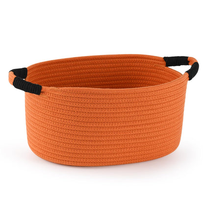 Happyiren Brown Woven Cotton Rope Storage Basket with Lace Trim