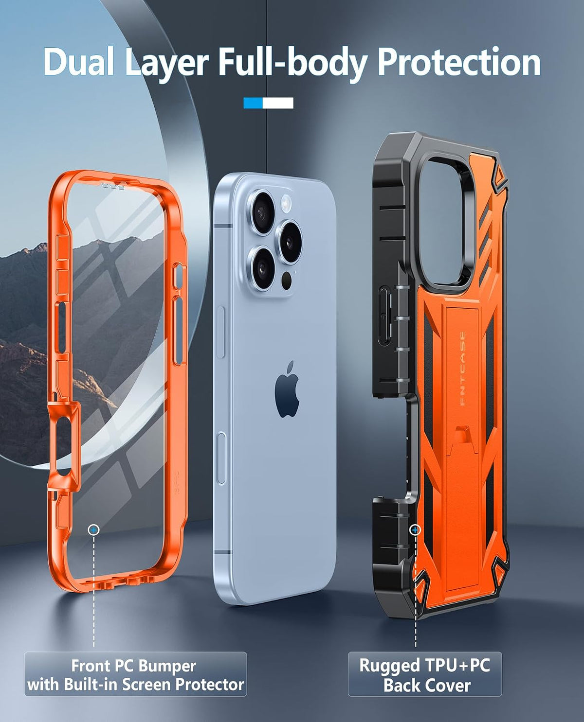 FNTCASE for iPhone 16 Case with Belt Clip and Built-in Screen Protector