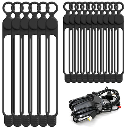 Silicone Cable Ties, Cord Organizer Cable Management,2Sizes-Grey