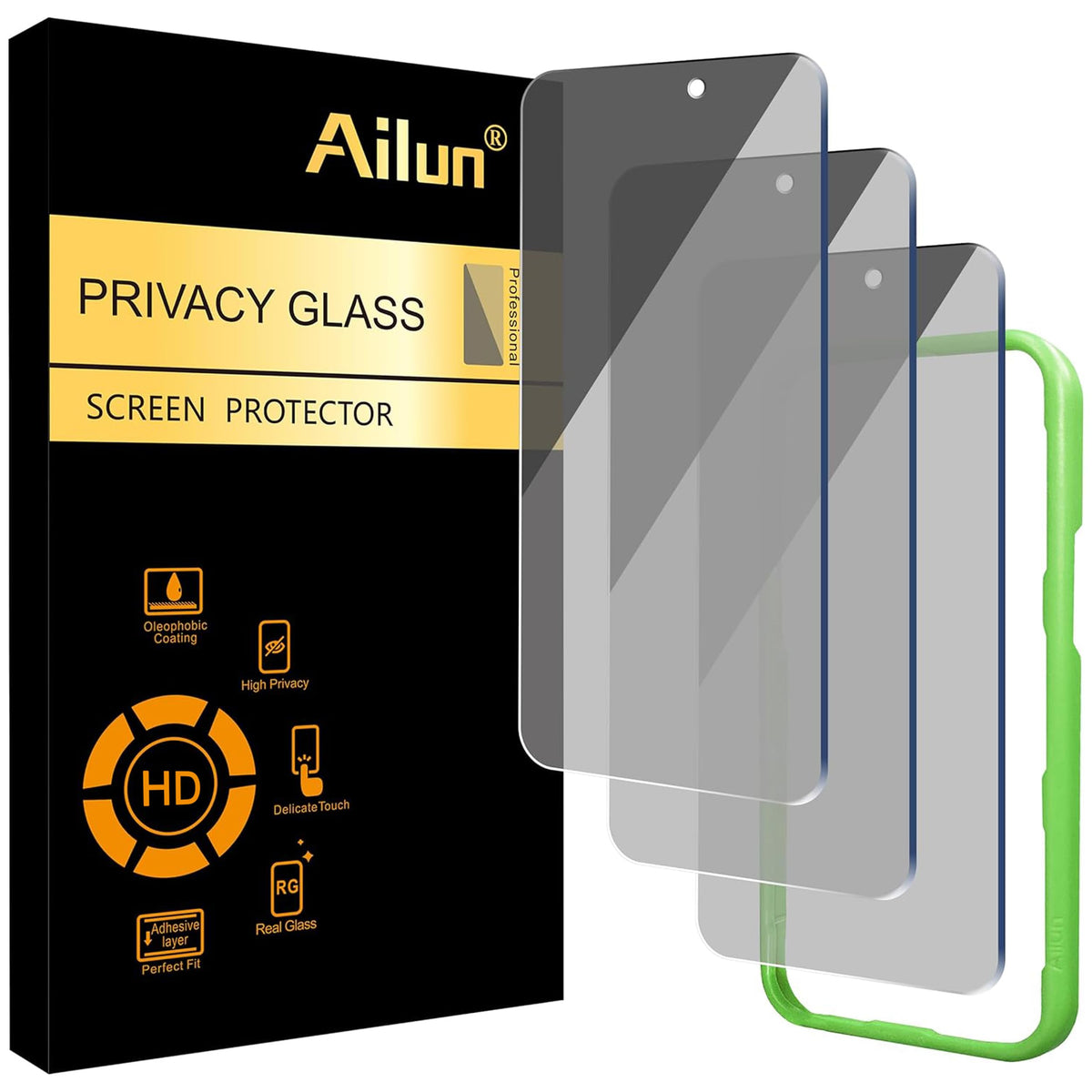 Ailun 3 Pack Privacy Screen Protector for iPhone 17 Pro Max, Tempered Glass