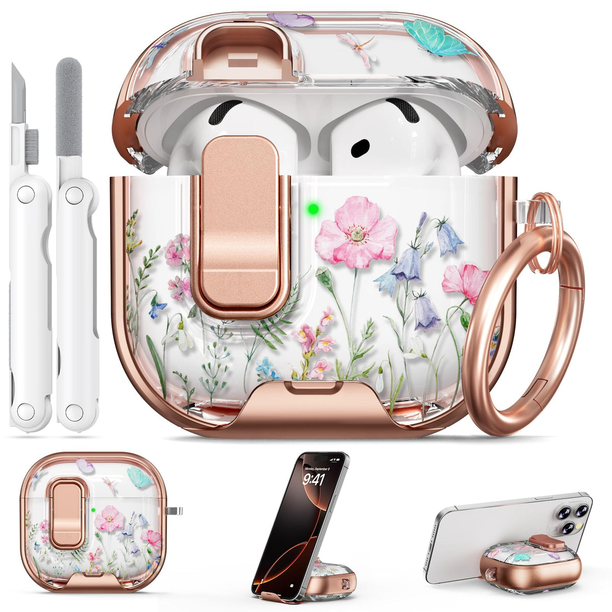 for AirPods Pro 2nd/1st Case (2023-2019)-Purple Bell Flower