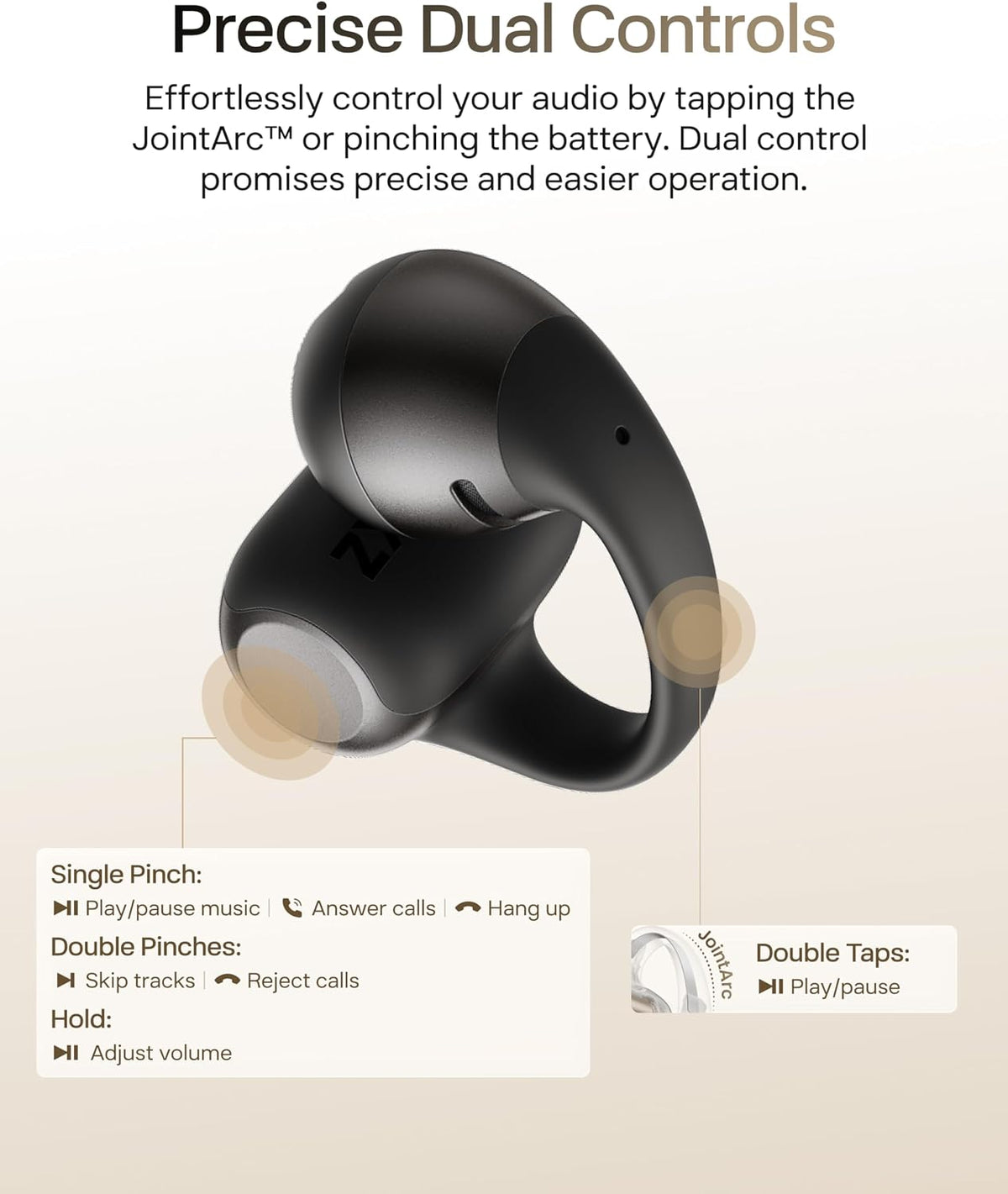 SHOKZ OpenDots 2 Open-Ear Clip-On Earbuds, Black, Dolby Audio, 3 Mics