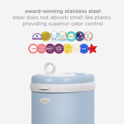 Ubbi Stainless Steel Diaper Pail, No Special Bags, Odor-Locking, White