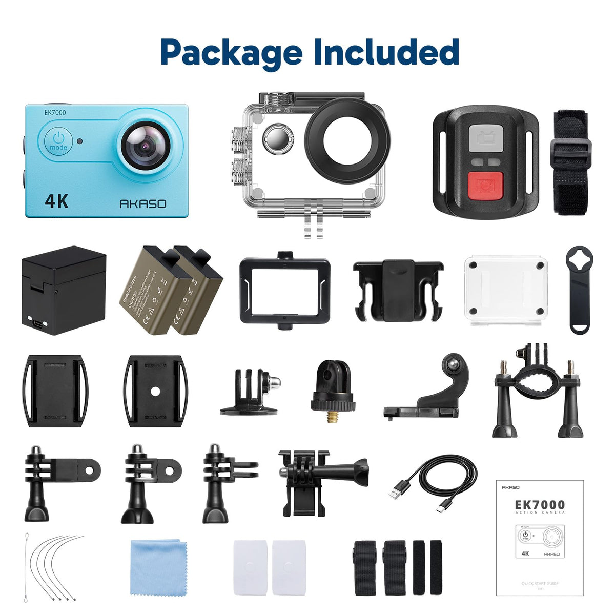 AKASO EK7000 4K30FPS 20MP WiFi Action Camera with EIS Ultra HD 131FT Waterproof Underwater Camera Remote Control 4X Zoom Support External Microphone