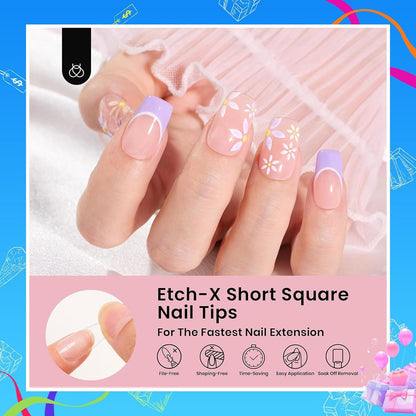 Beetles Soft Gel Nail Kit Almond Short 288pcs 12 Sizes Nail Tips with Glue