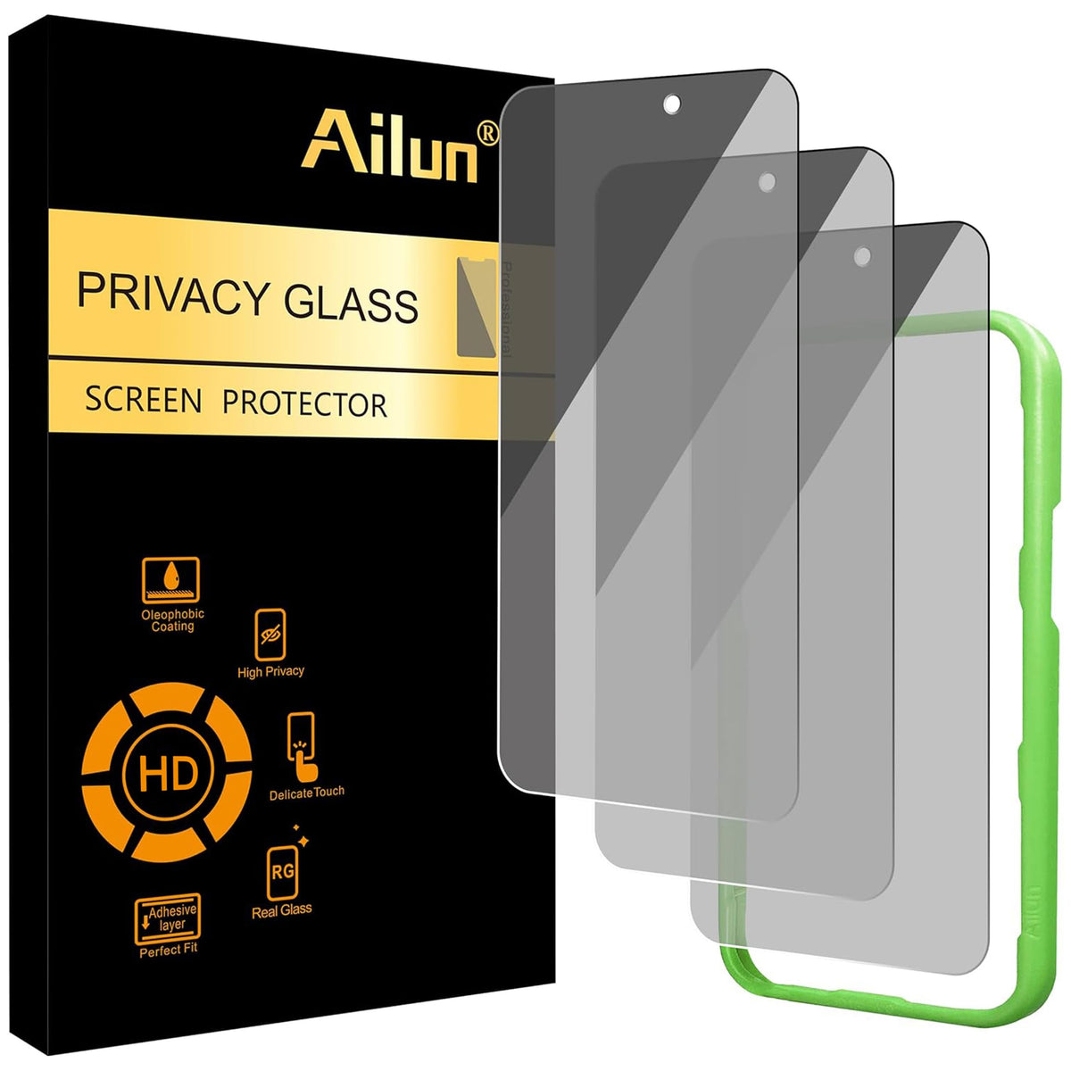Ailun 3 Pack Privacy Screen Protector for iPhone 17 Pro Max, Tempered Glass