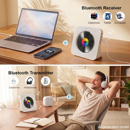 Gueray CD Player Portable Bluetooth Desktop CD Player for Home (Black)