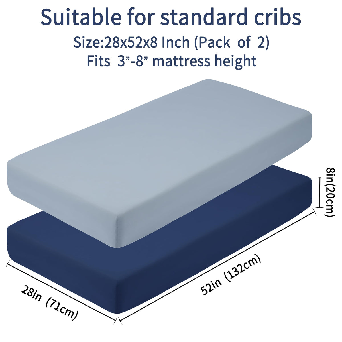 GUNTAIL Baby Crib Sheets for Boys Girls, 2 Pack Fitted Crib Sheet for Standard Crib and Toddler Mattress, Soft Microfiber Baby Sheet 52x28x8in. (Love & Pink)