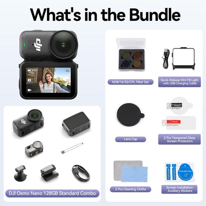 DJI Osmo Nano Standard Combo (128GB), 4K Wearable Camera, 1/1.3″ Sensor