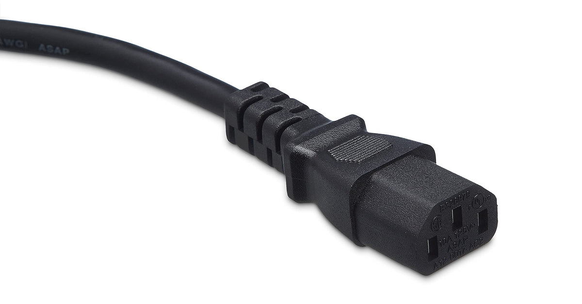 Amazon Basics Replacement Power Cord for Computer, Monitor, TV, Printer, PC, 3 Prong, 18 AWG, 125 Volts, 10 Feet, Black