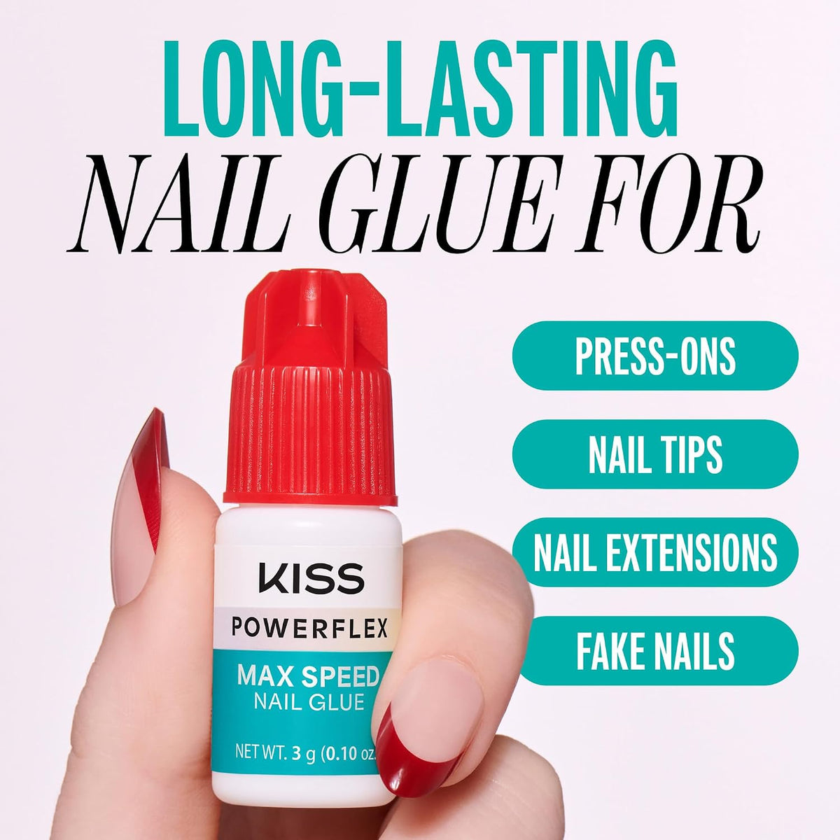Kiss PowerFlex Nail Glue for Press Ons, Super Strong, Fast Drying Drop On