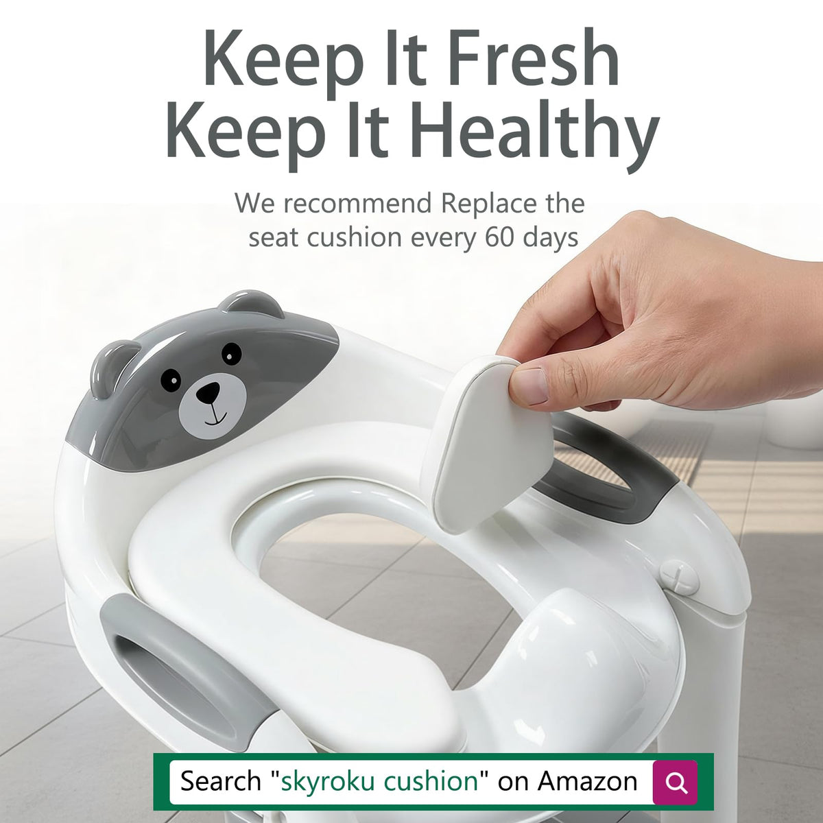 Potty Training Toilet for Toddlers, 2-in-1 Potty Training seat, Anti-Slip (Chocolate, Bear)