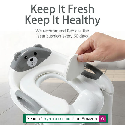 Potty Training Toilet for Toddlers, 2-in-1 Potty Training seat, Anti-Slip (Chocolate, Bear)