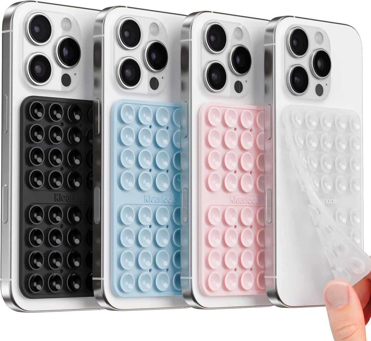 Klearlook Silicone Double Sided Suction Cup Phone Case Mount, Transparent