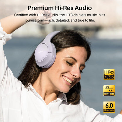 TOZO HT3 Hybrid Noise Cancelling Wireless Headphones, 90H Over Ear Headset