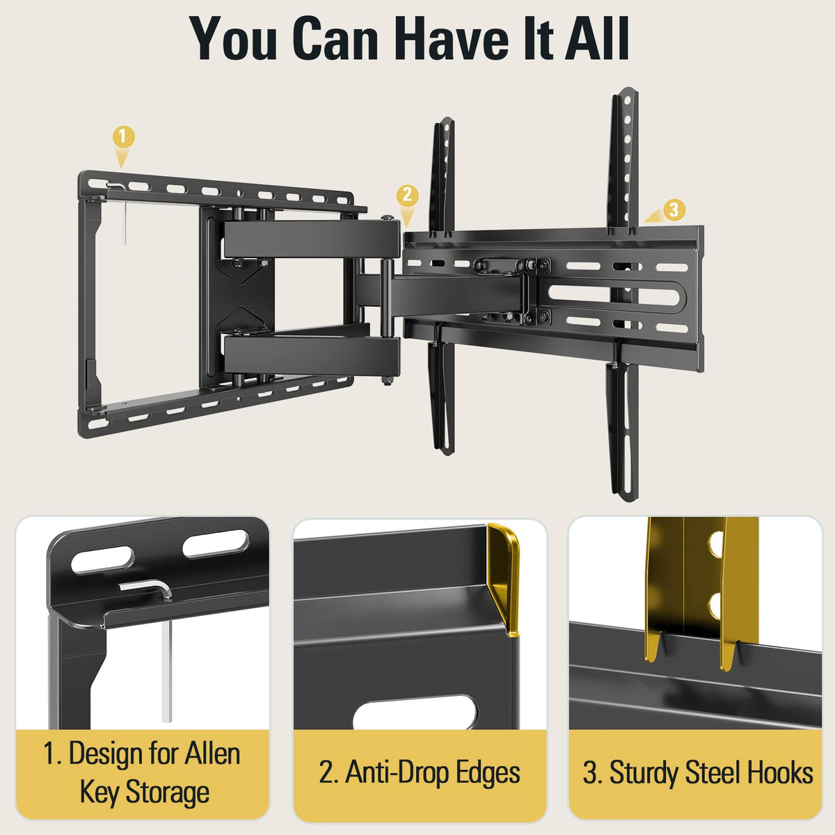 Mounting Dream Full Motion TV Wall Mount for Most 42-90 Inch TV Heavy Duty