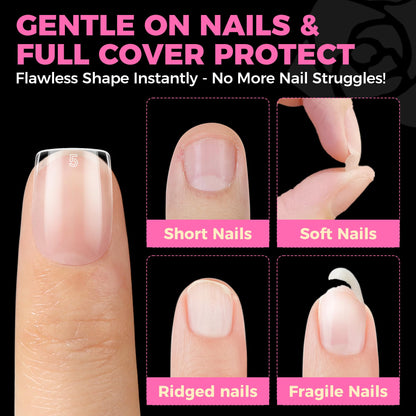 UNA GELLA Short Sharp Square Nail Tips 504pcs X-Soft Flat Square Nails
