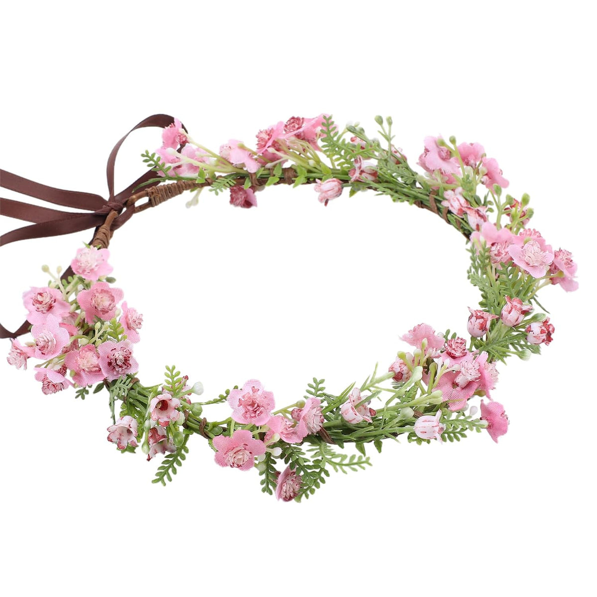 Pink Bohemian Flower Crown, Fairy Babys Breath Flower Headband