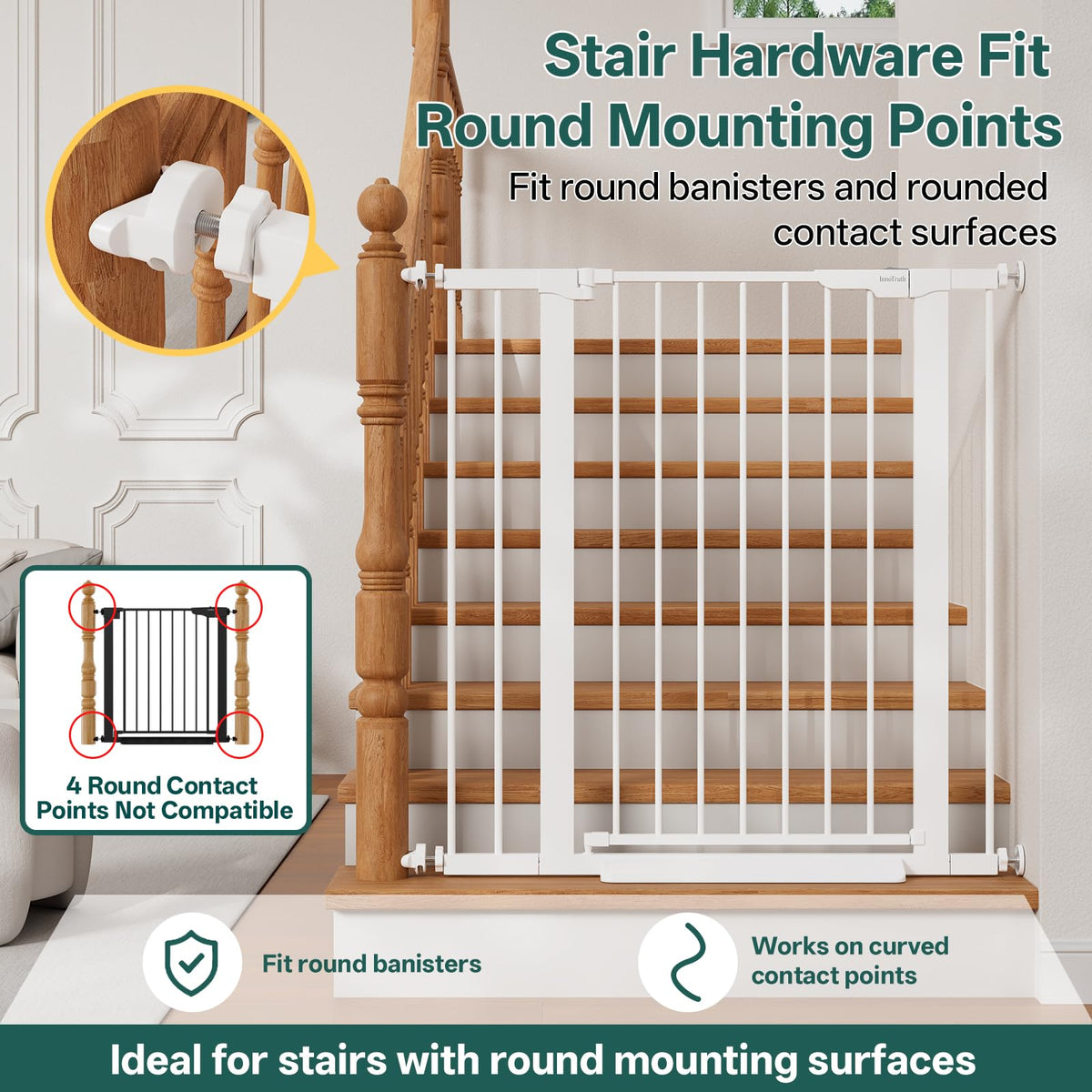 InnoTruth 27-36.6 in Wide Baby Gate for Stairs and Doorways, Black