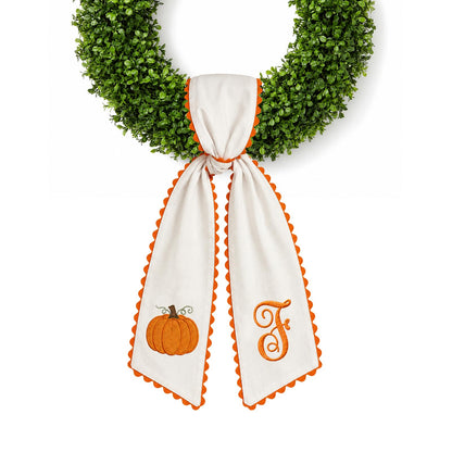 Halloween Pumpkin Wreath Sash Fall Front Door Orange Bow Decor (Y)