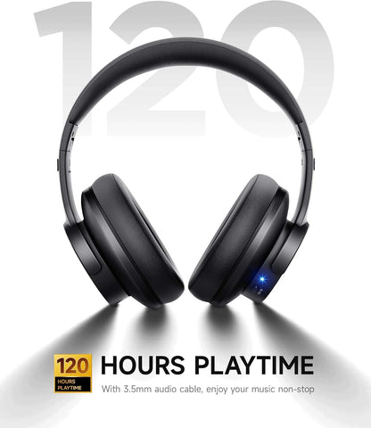 Picun B8 Wireless Bluetooth Headphones, 120H Playtime, 3EQ Modes, Black