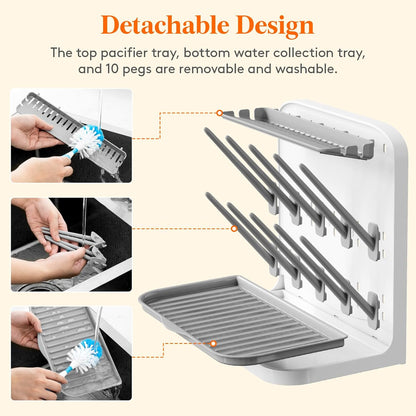 Lifewit 10-Hooks Baby Bottle Drying Rack for Countertop, BPA Free