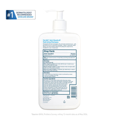 CeraVe Hydrating Anti Dandruff Shampoo, Itchy Scalp Treatment, 12oz