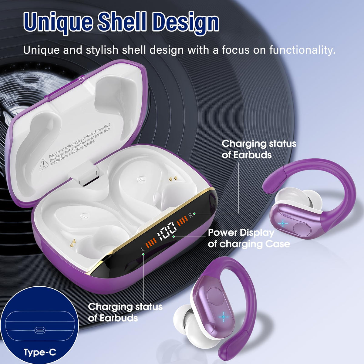 Wireless Earbuds Sports, 75Hrs Bluetooth 5.4 Headphones, Bass Hi-Fi Stereo