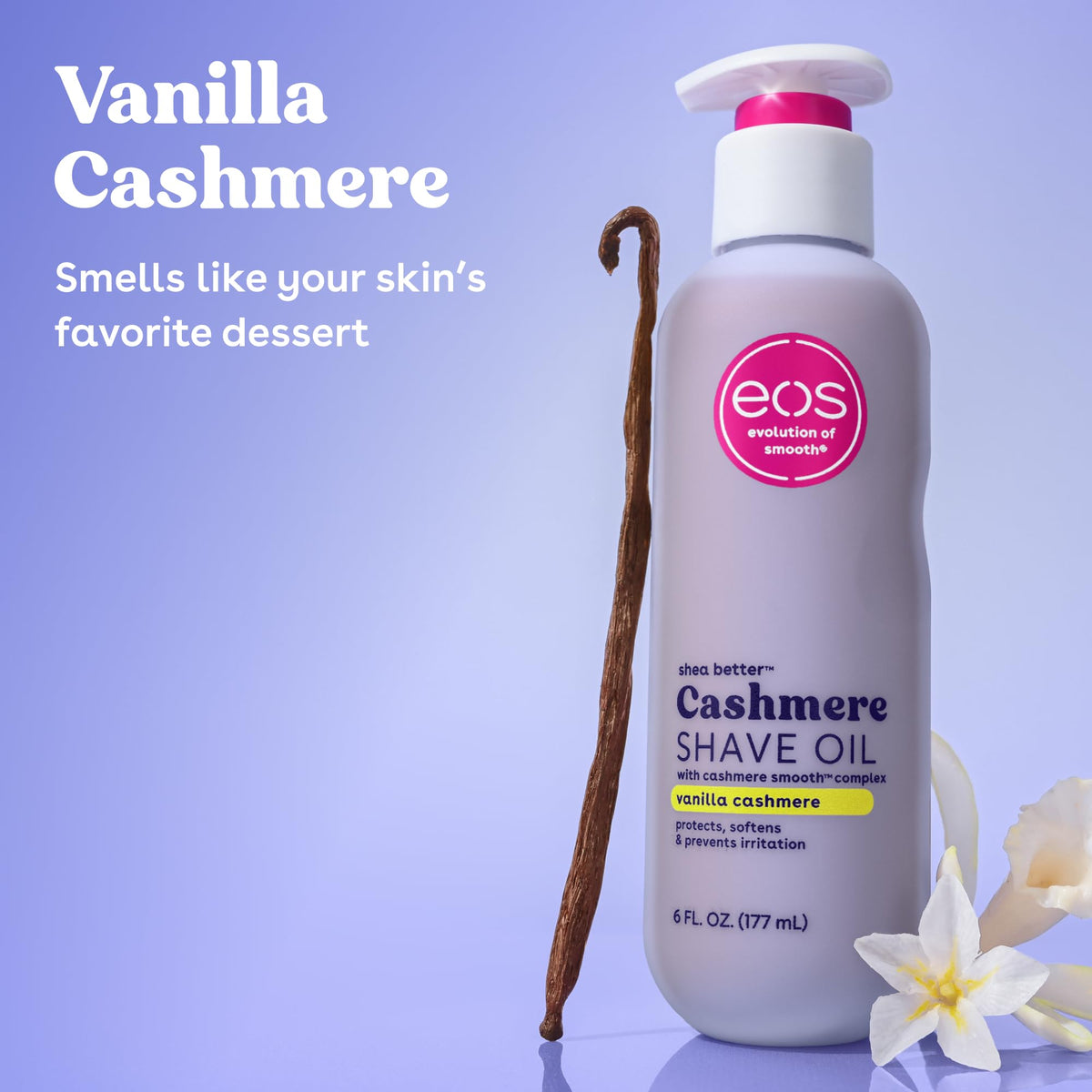 eos Cashmere Shave Oil- Fresh & Cozy, Moisturizing Shea Butter, 6 fl oz