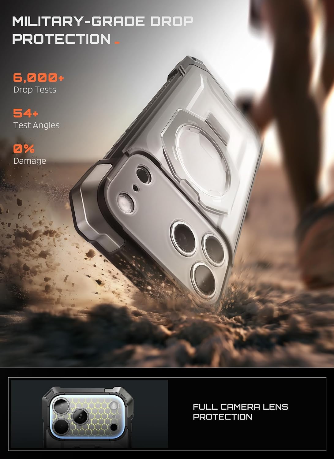 SUPCASE for iPhone 17 Case with Stand & Camera Control Button, Black