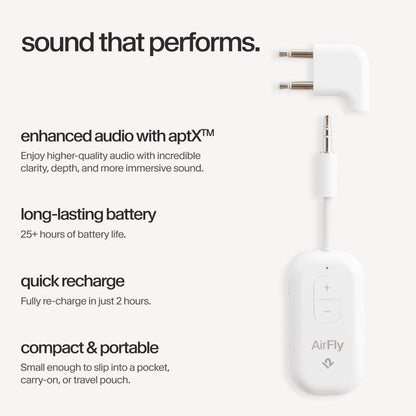 Twelve South AirFly SE, Bluetooth Wireless Audio Transmitter Adapter, White
