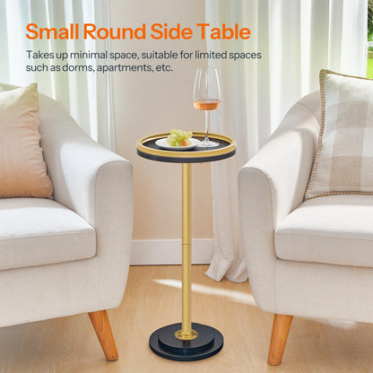 HOOBRO Small Round Side Table, Drink Table, Coffee Martini Table with Pedestal Accent for Small Spaces in Living Room, Bedroom, Sofa Couch, Rustic Brown BF168BZ01