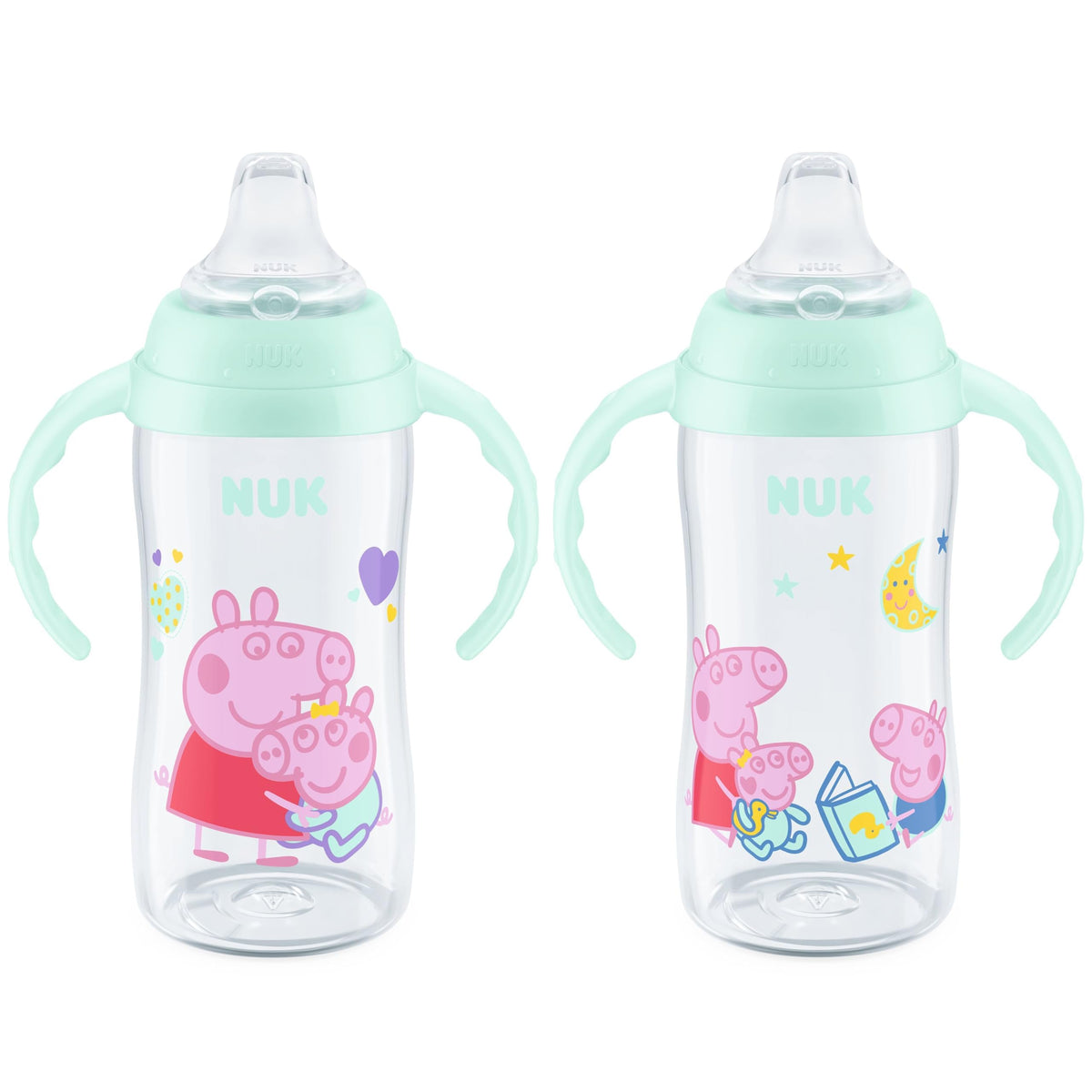 NUK Learner Cup, Ms. Rachel, 10 oz, 8+ Months, 2 pack – Soft Spout, Easy-Grip Handles, BPA Free, Spill Proof Transition Sippy Cup