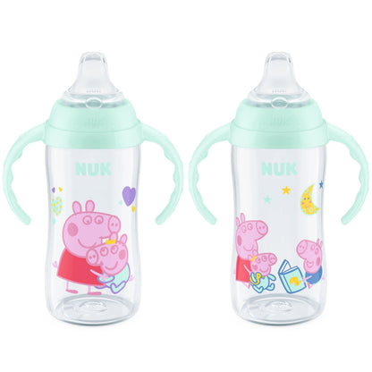 NUK Learner Cup, Ms. Rachel, 10 oz, 8+ Months, 2 pack – Soft Spout, Easy-Grip Handles, BPA Free, Spill Proof Transition Sippy Cup