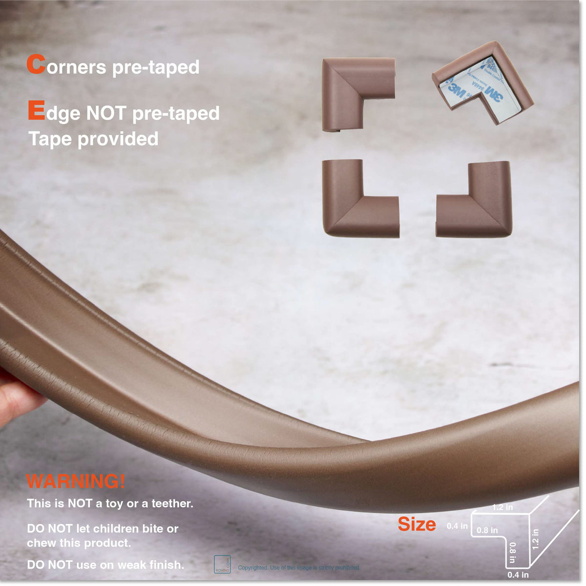 Roving Cove Baby Proof Corner Edge Protector, Small 15ft Edge 4 Corners
