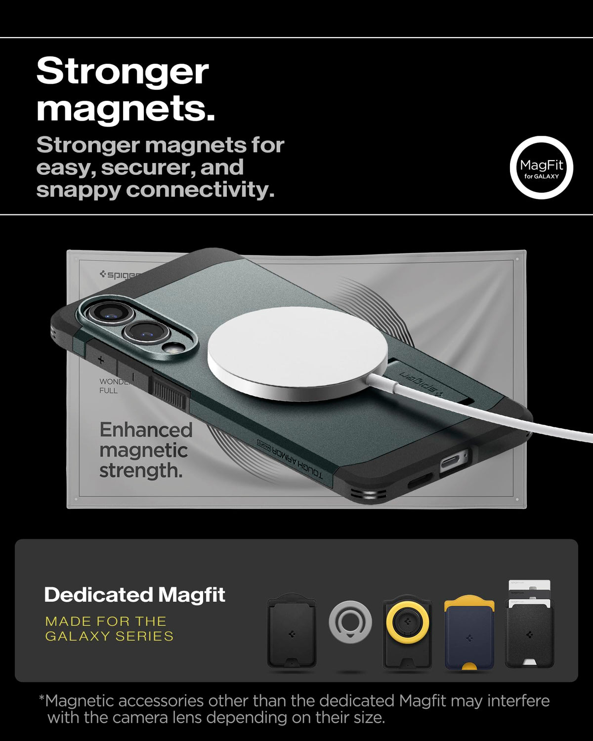 Spigen for Galaxy S26 Case, Tough Armor MagFit [Kickstand] [Compatible with MagSafe] [Military-Grade Protection] - Black