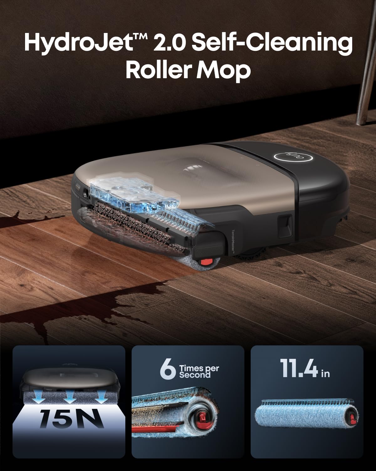 eufy E25 Robot Vacuum and Mop for Pet Hair, 20,000 Pa, HydroJet Roller Mop