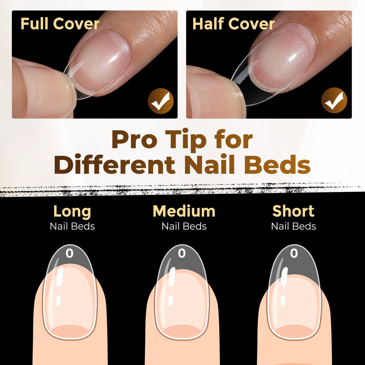 UNA GELLA Short Sharp Square Nail Tips 504pcs X-Soft Flat Square Nails