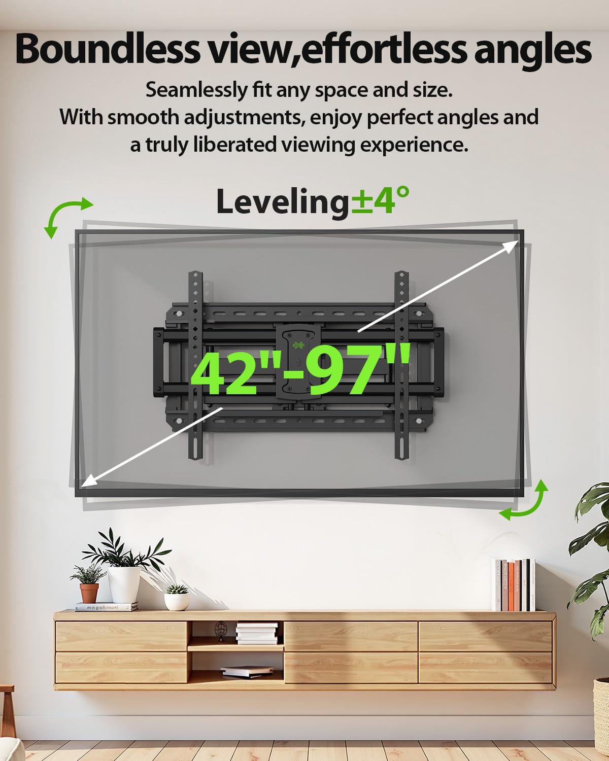 USX Mount Full Motion TV Wall Mount for 42-90 inch TV Holds up to 132lbs
