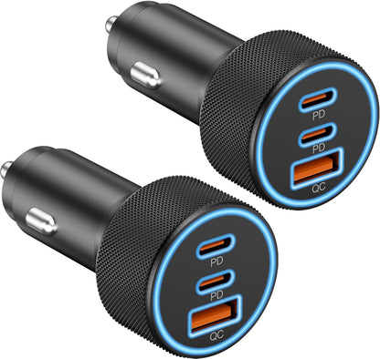 Car Charger USB C, 3 Port 67W Dual USB-C & USB-A Car Phone Charger Adapter