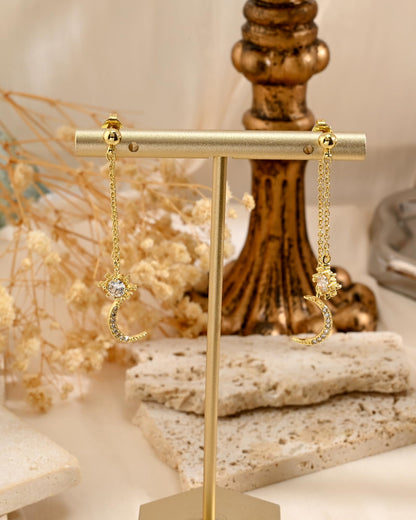 Moon and Star Dangle Earrings