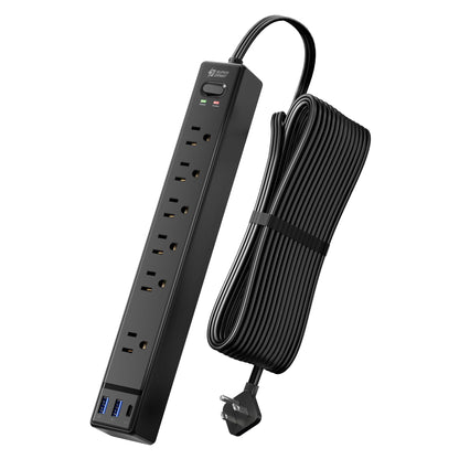SUPERDANNY 6Ft Thin Extension Cord, Flat Plug Surge Protector Power Strip