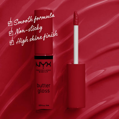 NYX PROFESSIONAL MAKEUP Butter Gloss, Non-Sticky Lip Gloss - Sugar Glass ,Clear
