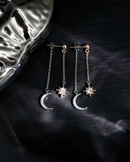Moon and Star Dangle Earrings