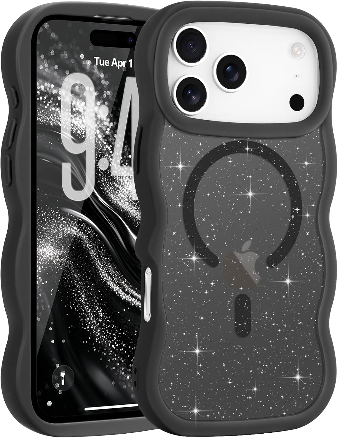 Pepmune for iPhone 16 Pro Max Case Curly Wavy Frame Translucent, Burgundy